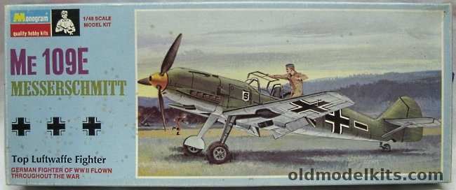 Monogram 1/48 Me-109 Messerschmitt (Bf-109) - Blue Box Issue, PA74-100 plastic model kit